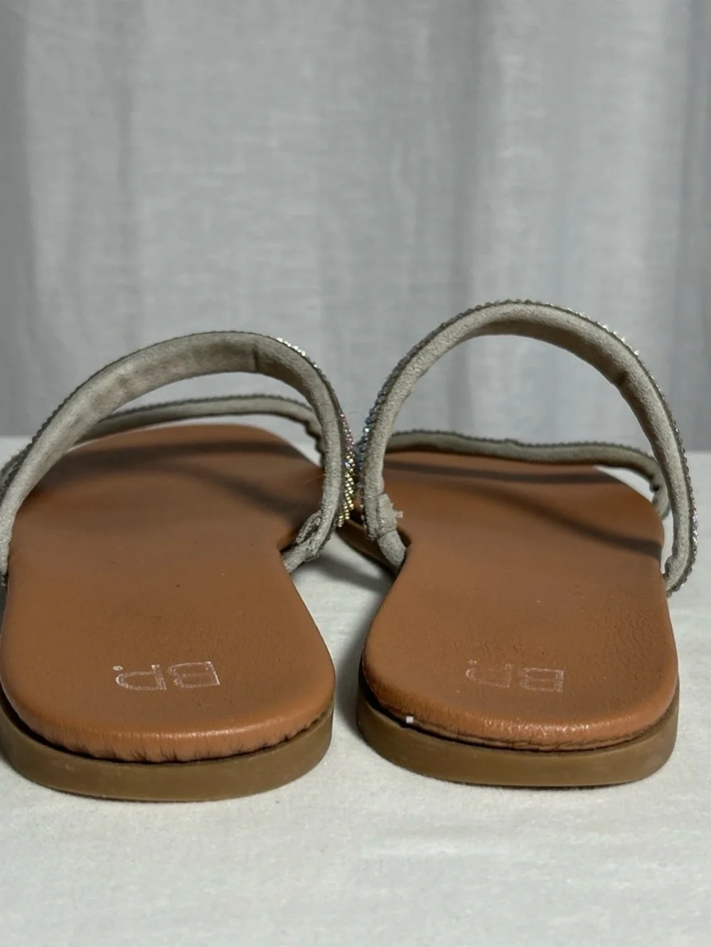 bp Brown Slide Sandals with Sparkling Silver Rhinestone Straps